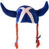 Scotland Lassie Hat with Saltire Flag Viking Horns with Red Braids Novelty Hat