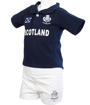 Kids Rugby Kit With Thistle And Saltire Design In Navy White Size 5-6 Years