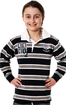 Boys And Girls Edinburgh Rugby Shirt For Kids In Grey Navy Long Sleeve 7-8 years