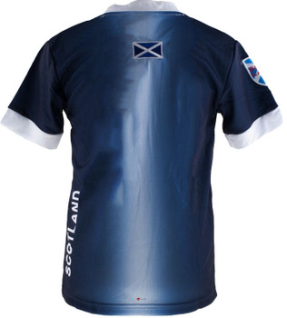 Kids Scotland Scottish Football T-Shirt Top Navy White Lion Rampant Badge 7-8-years