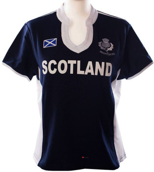 Ladies Scottish Rugby Shirt Short Sleeve Navy White Fashion 08-11