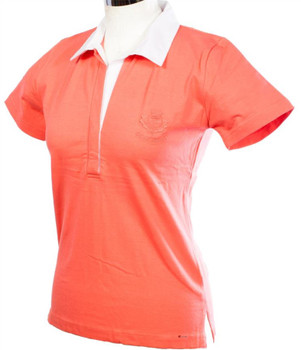Ladies Stretch Style Rugby Shirt In Melon Size X-Small