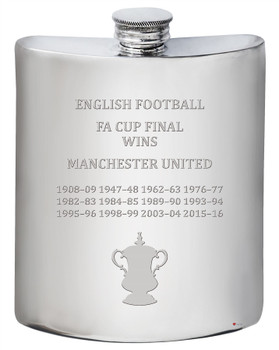 6oz Pewter Hip Flask FA Cup Total Wins Manchester United
