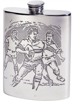 6oz Rugby Scene Kidney Flask* 6oz Rugby Scene Kidney Flask*