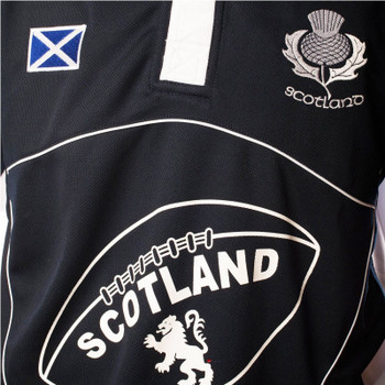 Rugby Shirt Short Sleeve Navy White Cool Collar Saltire Badge