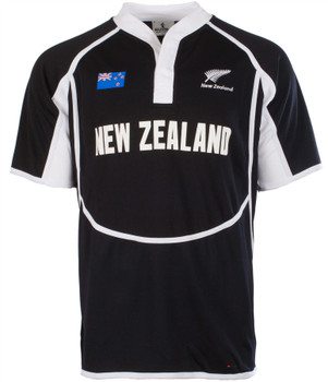 Gents Cooldry Style Rugby Shirt In New Zealand Colours Size X-Small