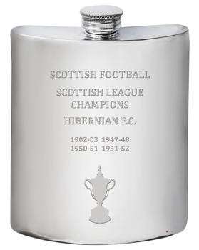 HIBERNIAN F.C. Scottish League Division One Titles 6oz Pewter Hip Flask