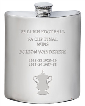 6oz Pewter Hip Flask FA Cup Total Wins Bolton Wanderers