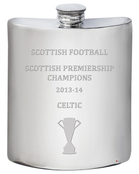 CELTIC F.C. 2013-14 Scottish Premiership Champions 6oz Pewter Hip Flask CELTIC F.C. 2013-14 Scottish Premiership Champions 6oz Pewter Hip Flask