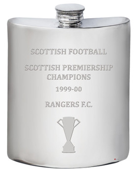 RANGERS F.C. 1999-00 Scottish Premiership Champions 6oz Pewter Hip Flask