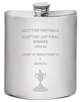 HEART OF MIDLOTHIAN F.C. 1955-56 Scottish Cup Final Winner 6oz Pewter Hip Flask