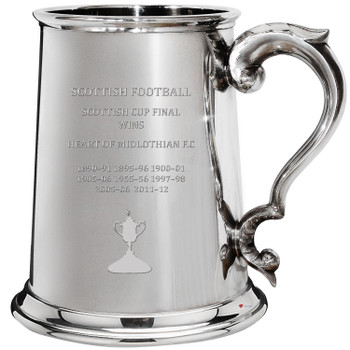 HEART OF MIDLOTHIAN F.C. Scottish Cup Total Wins History 1pt Pewter Tankard HEART OF MIDLOTHIAN F.C. Scottish Cup Total Wins History 1pt Pewter Tankard