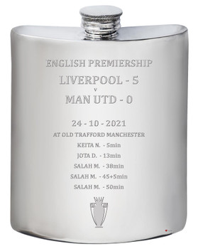 Liverpool 5 - 0 MAN.UTD Celebration Win 6oz Pewter Hip Flask 2021 Victory At Old Trafford