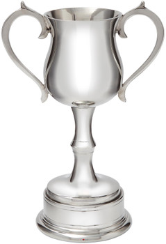 Small Sports Trophy Georgian Style Pewter on Integral Plinth 150mm Bright Polished Finish Ideal for Engraving Made in the UK