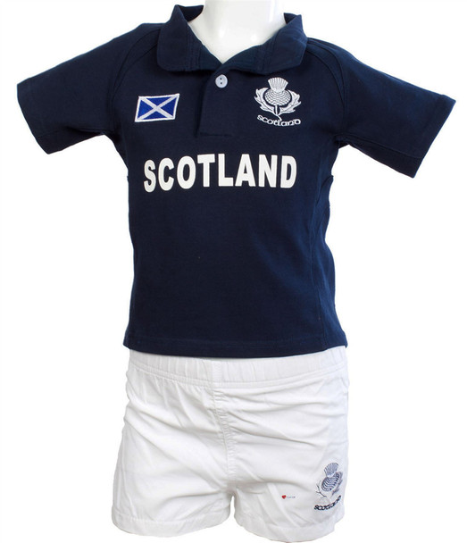 Kids Rugby Kit With Thistle And Saltire Design In Navy White Size 18-24 Months