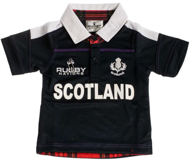 Kids Scotland Rugby Shirt With Thistle Logo Design In Navy White Size 00-06 Months