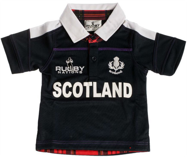 Kids Scotland Rugby Shirt With Thistle Logo Design In Navy White Size 01-02 Years