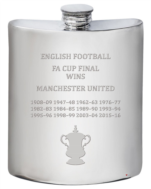 6oz Pewter Hip Flask FA Cup Total Wins Manchester United