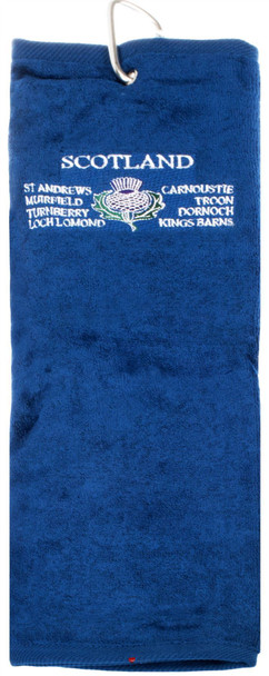 Gents Golf Towel Mens Scottish Thistle Emblem Embroidery Blue