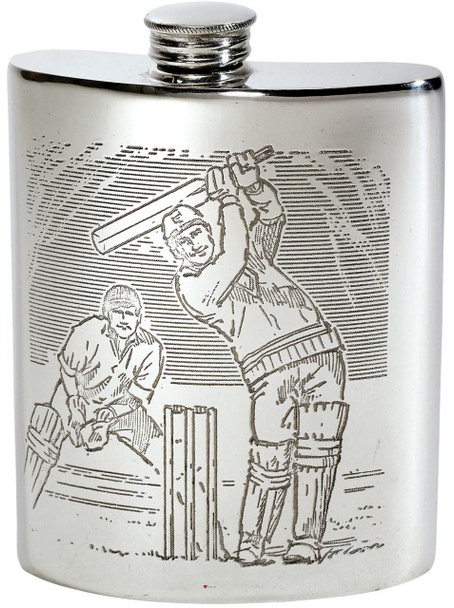 6oz Cricket Scene Kidney Flask*