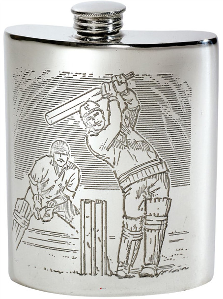 6oz Cricket Scene Kidney Flask*