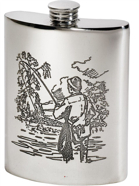 6oz Fishing Scene Kidney Flask*