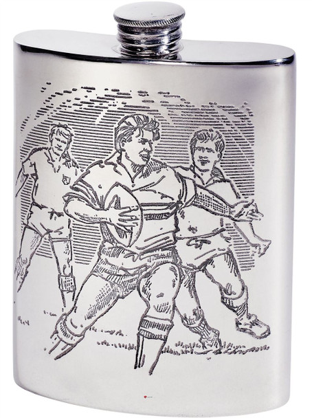 6oz Rugby Scene Kidney Flask*