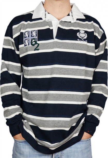 Scottish Rugby Shirt Mens Edinburgh 62 High Design Grey and Navy