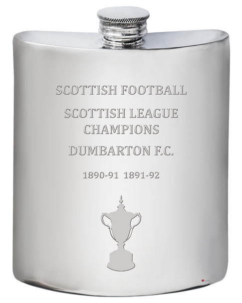 DUMBARTON F.C. Scottish League Division One Titles 6oz Pewter Hip Flask