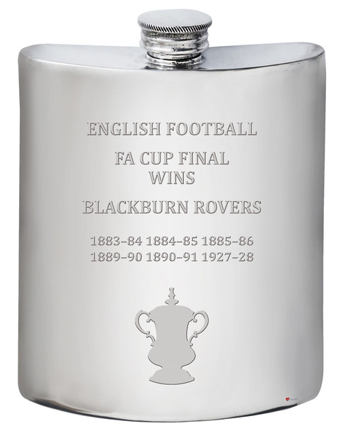 6oz Pewter Hip Flask FA Cup Total Wins Blackburn Rovers
