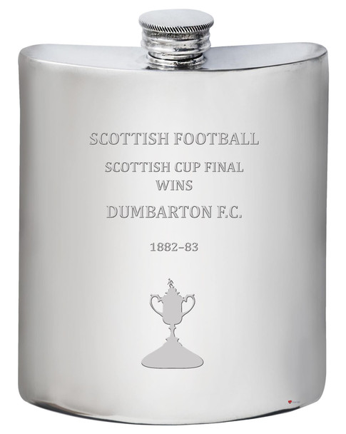 DUMBARTON F.C. Scottish Cup Total Wins History 6oz Pewter Hip Flask