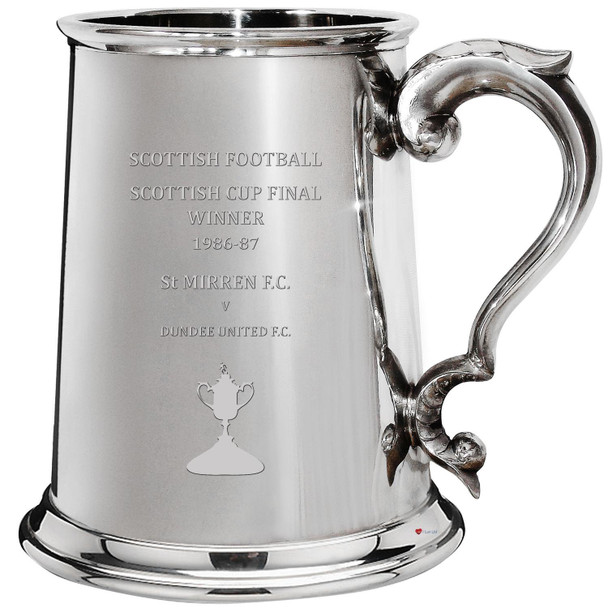 St MIRREN F.C. 1986-87 Scottish Cup Final Winner 1pt Pewter Tankard