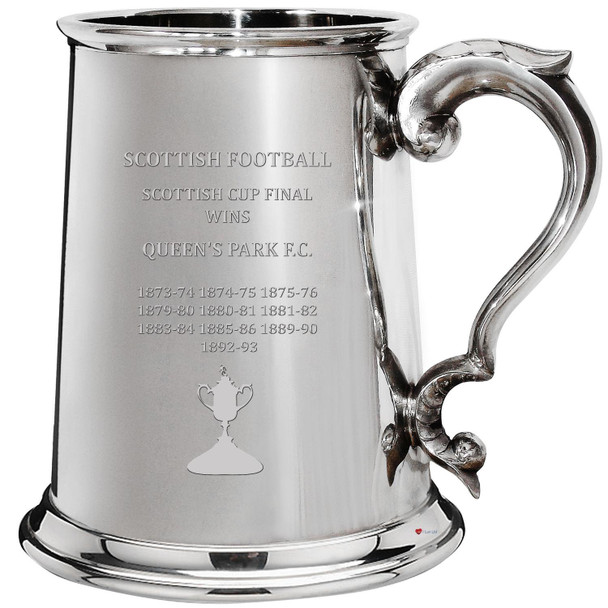 QUEEN'S PARK F.C. Scottish Cup Total Wins History 1pt Pewter Tankard