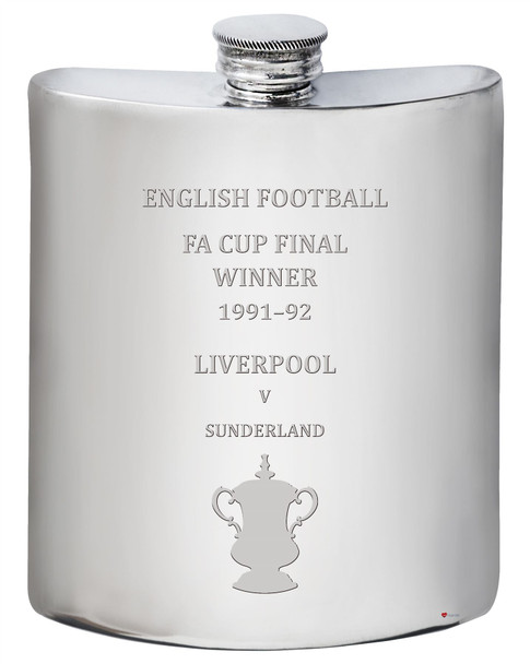6oz Hip Flask FA Cup Winner Liverpool 1991-92