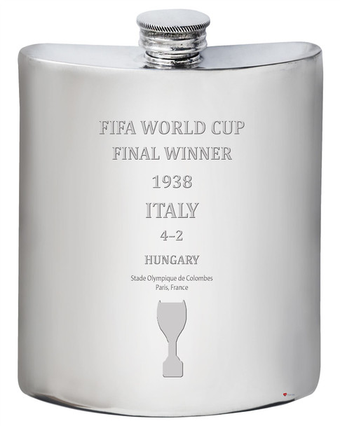 Italy 1938 Fifa World Cup Winner 6oz Hip Flask Pewer