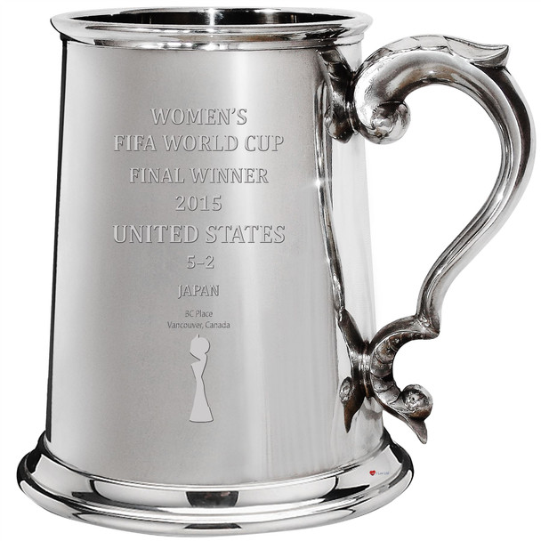 United States Women's 2015 Fifa World Cup Winner 1pt Tankard Pewter