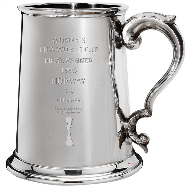 Norway Women's 1995 Fifa World Cup Winner 1pt Tankard Pewter