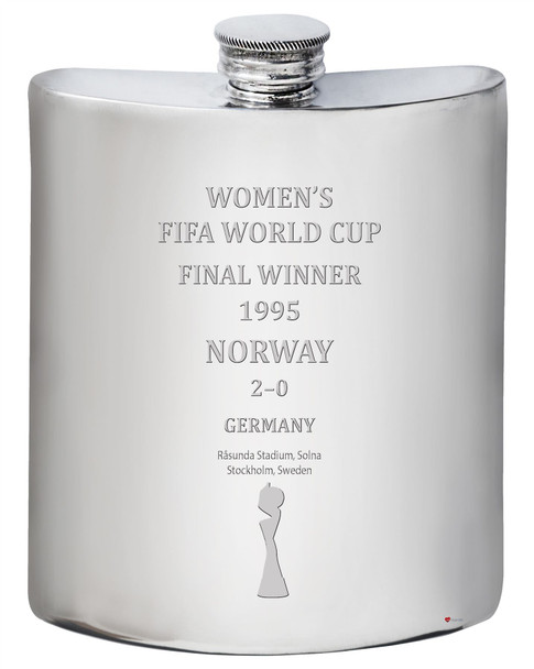 Norway Women's 1995 Fifa World Cup Winner 6oz Hip Flask Pewter
