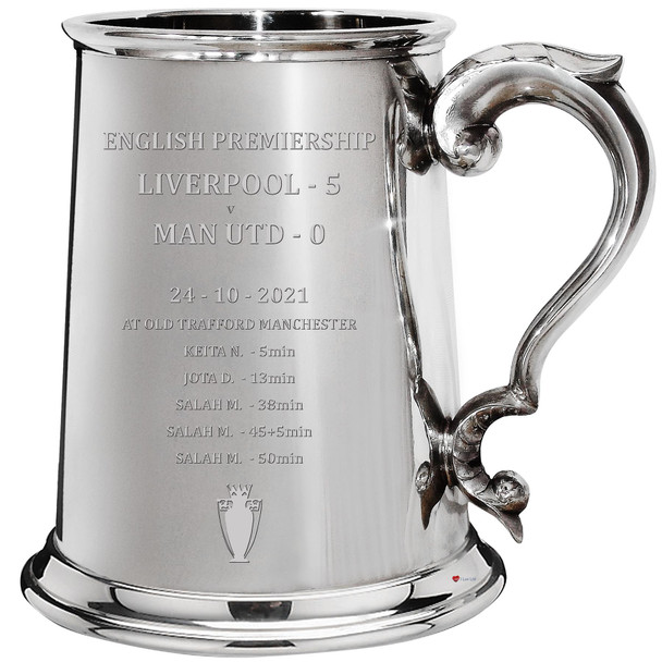 Liverpool 5 - 0 MAN.UTD Celebration Win 1 Pint Tankard 2021 Victory At Old Trafford