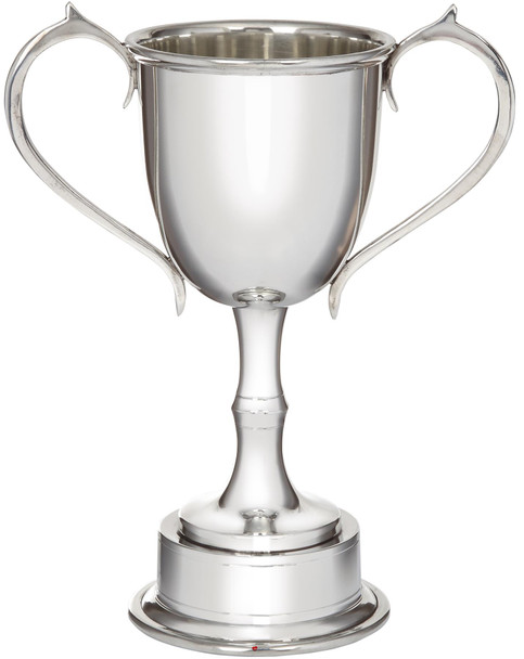 300mm Pewter Champions Sports Trophy on Integral Plinth Bright Polished Finish Ideal for Engraving Made in the UK