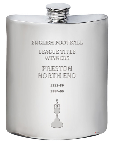 6oz Hip Flask English 1st Division & Premiership Titles, Preston North End