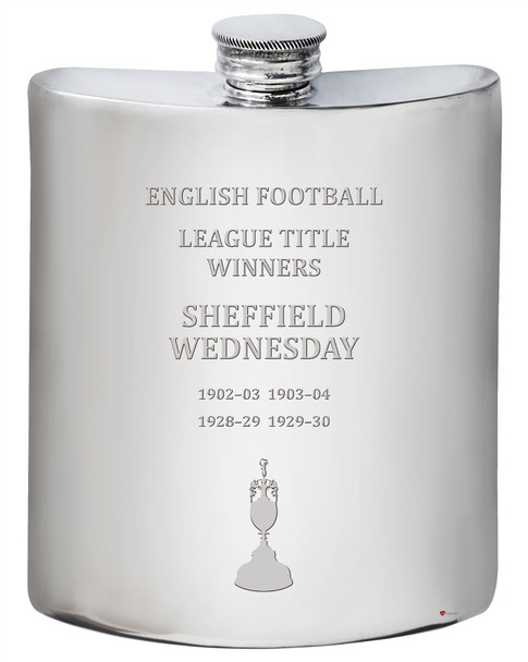 6oz Hip Flask English 1st Division & Premiership Titles, Sheffield Wednesday