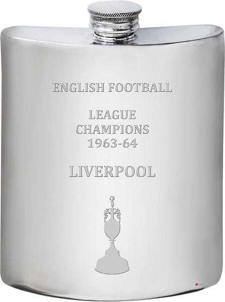 6oz Hip Flask English 1st Division Champion Liverpool 1963-64