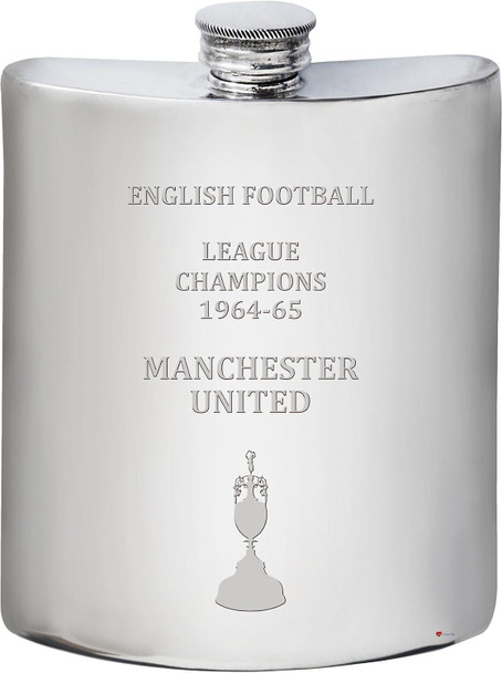 6oz Hip Flask English 1st Division Champion Manchester United 1964-65