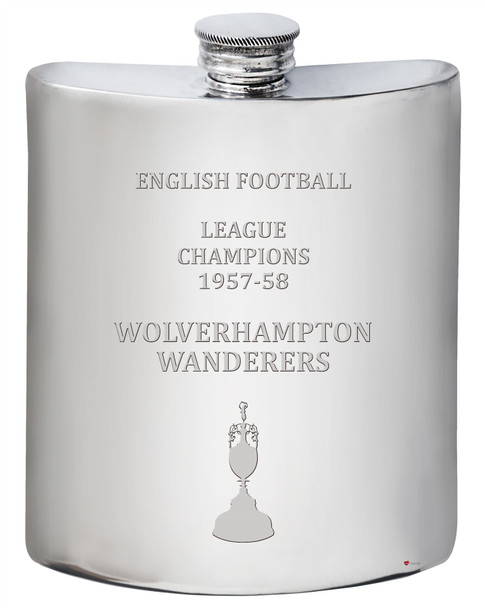 6oz Hip Flask English 1st Division Champion Wolverhampton Wanderers 1957-58