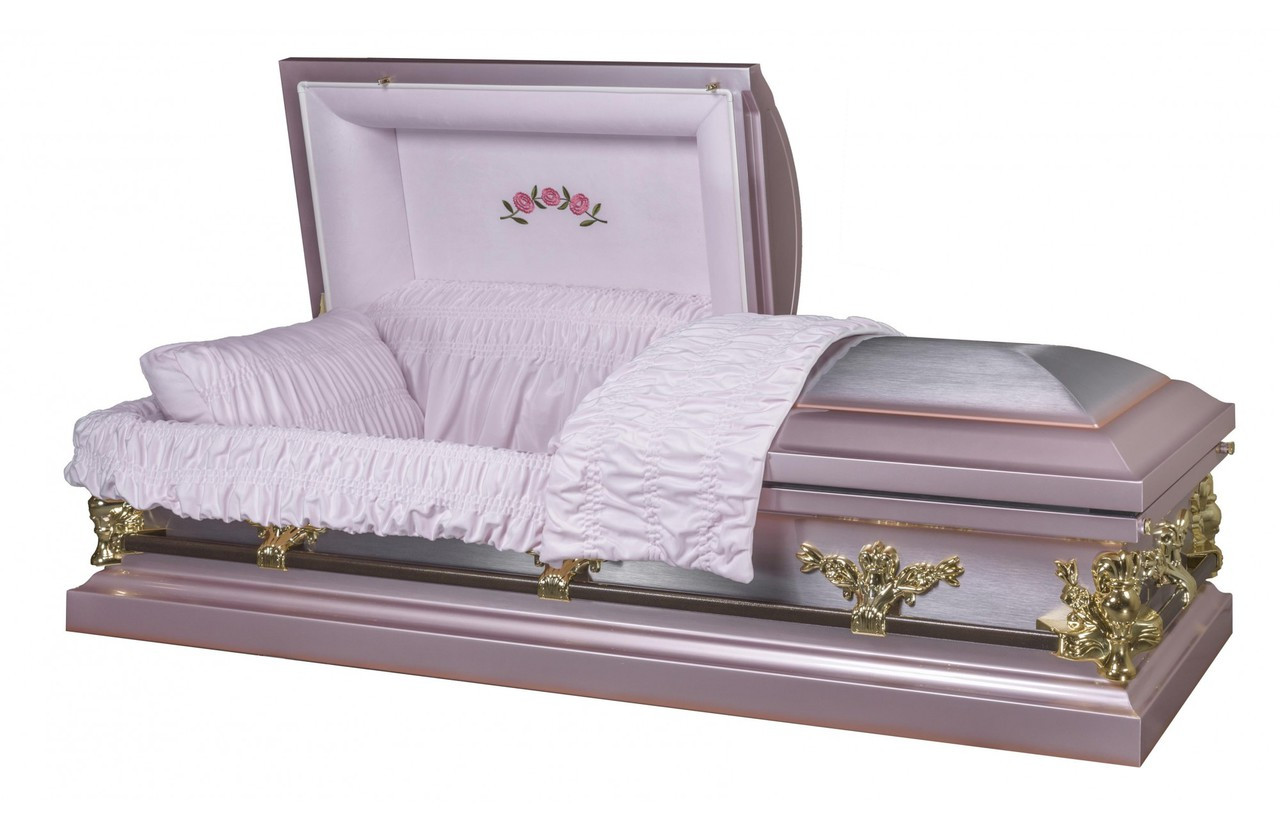 Briar Rose Lilac Purple Metal Casket with Pink Velvet