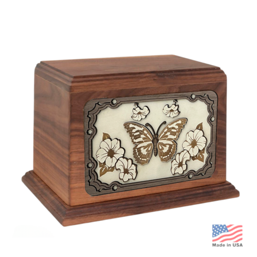Butterfly Remembrance Walnut Wood Urn