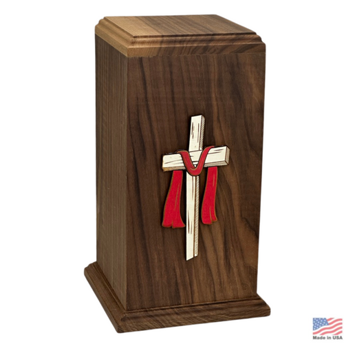 Cross of Faith Walnut Wood Urn