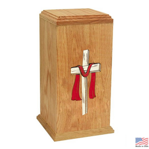 Cross of Faith Oak Wood Urn