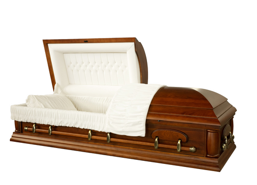 Fairanks Solid Pecan Casket with Almond Velvet Interior -  Wood Casket